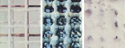 
The stages of mineral accretion on an electrified mesh.
